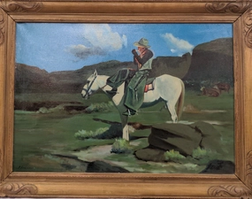 COWBOY OIL PAINTING ON CANVAS-SIGNED FRANK FURRUZZ classic mural painting