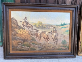 COWBOYS OIL PAINTING BY BOB DAY classic mural painting