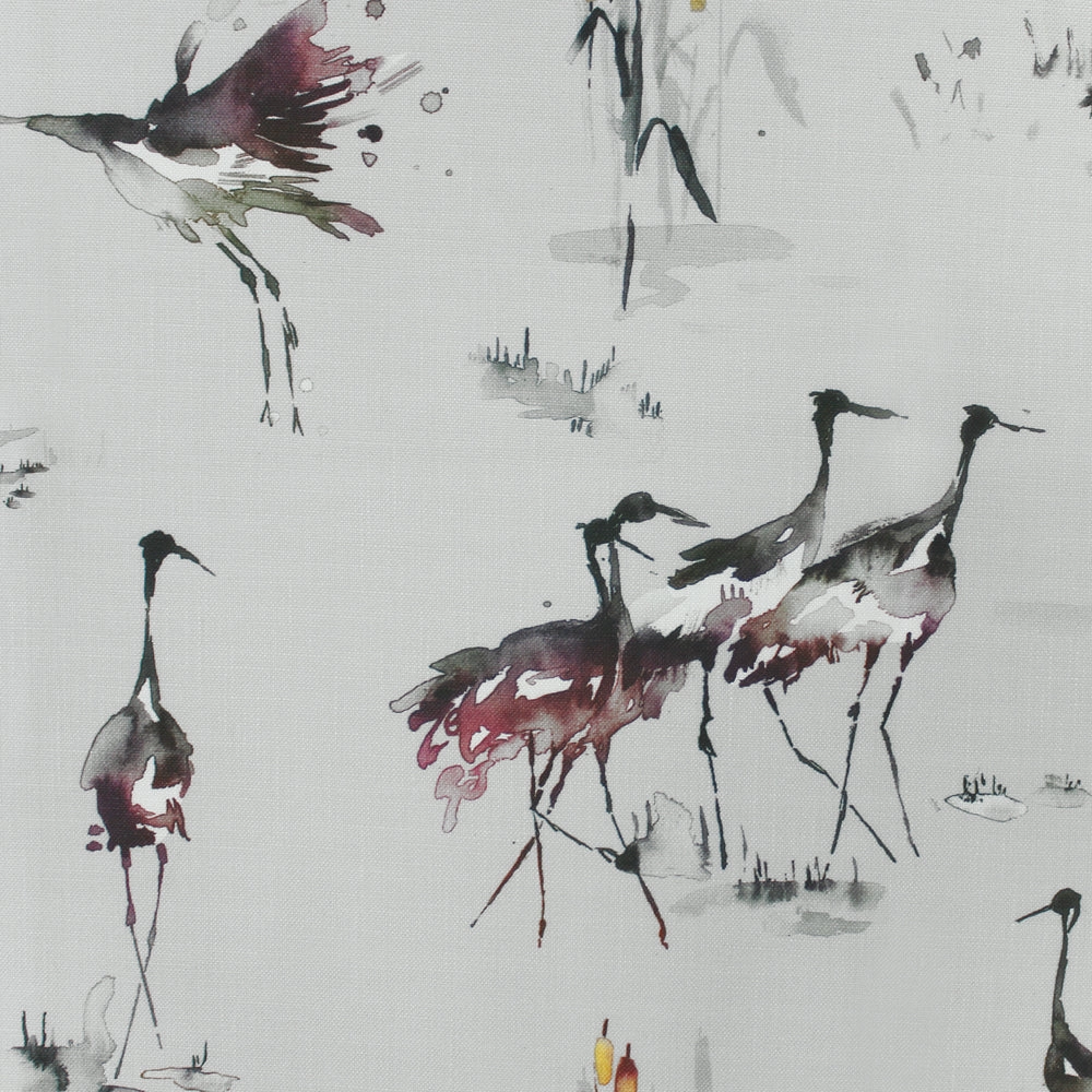 Cranes Printed Fabric (By The Metre) Tourmaline elegant table cloth  