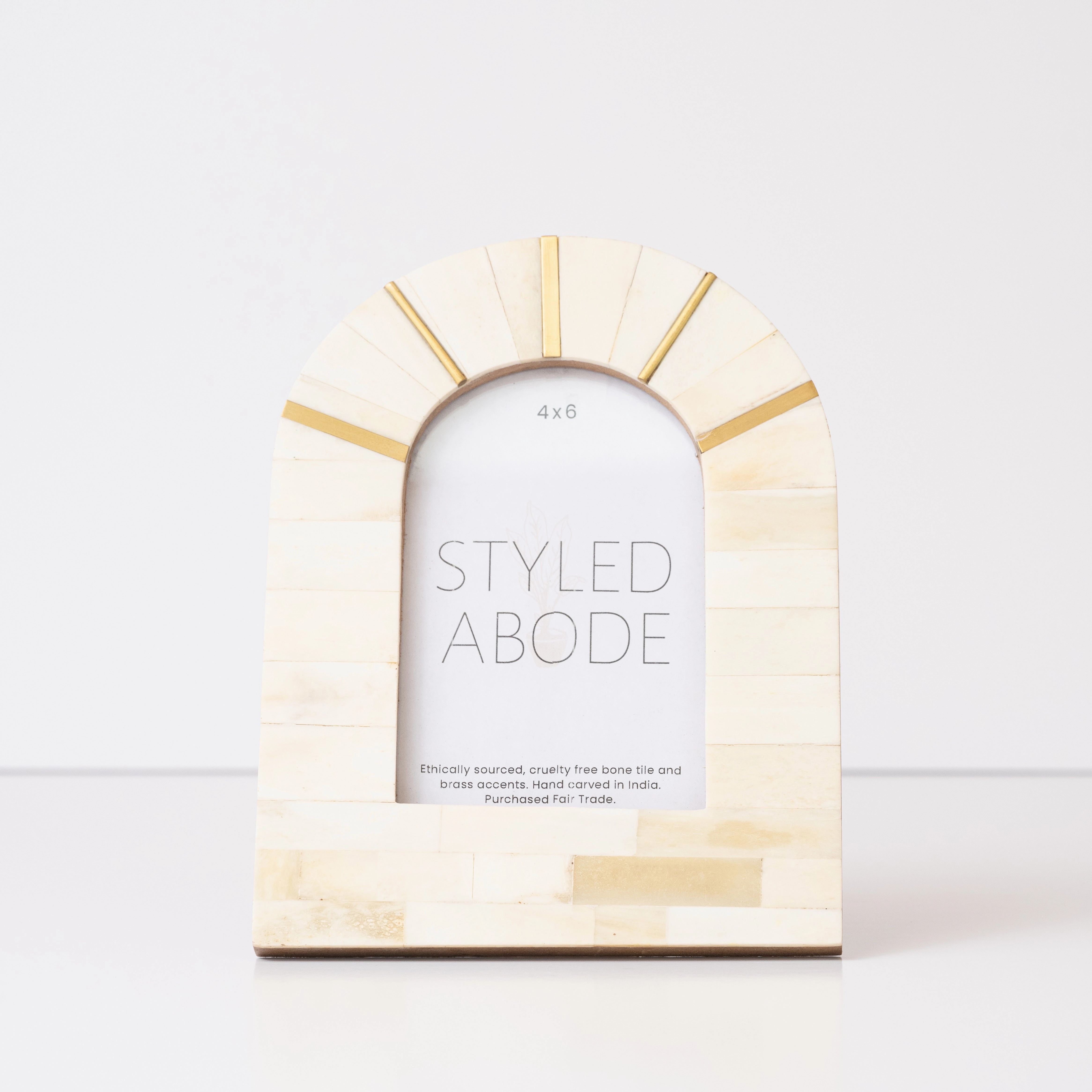 Cream & Brass Arched Frame textured wall artwork