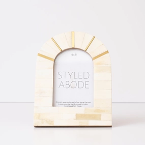 Cream & Brass Arched Frame textured wall artwork