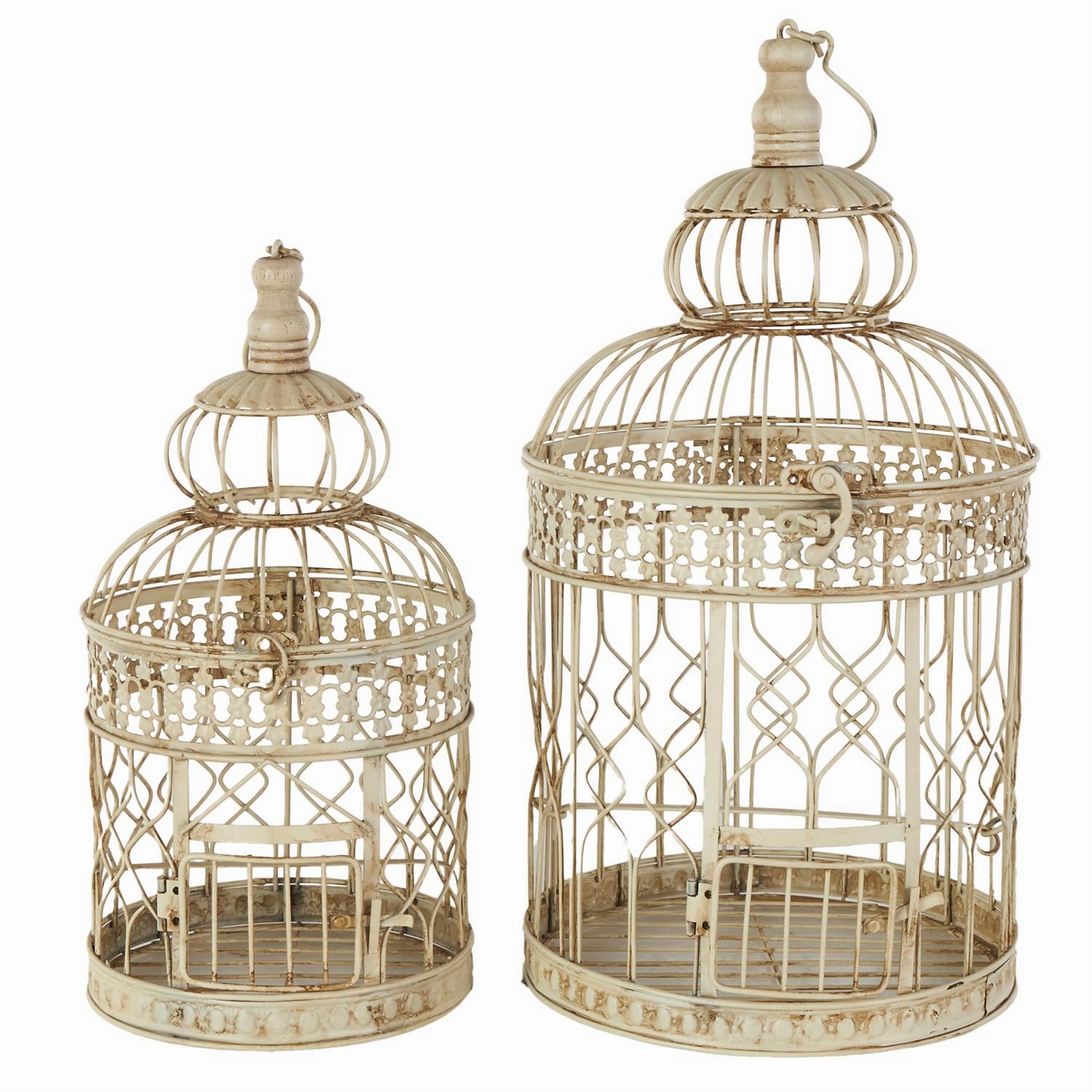 Cream Metal Hinged Top Birdcage with Latch Lock Closure and Hanging Hook ( Multiple Sizes) interior room decor