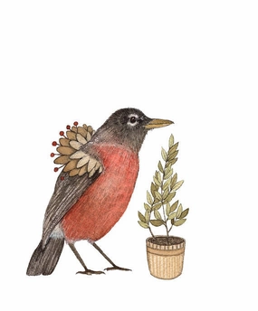 Critters and Plants: Robin - Art Print framed wall decor