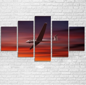 Cruising Glider at Sunset Printed Multiple Canvas Poster canvas mural art