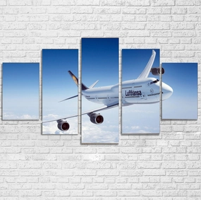 Cruising Lufthansa's Boeing 747 Printed Multiple Canvas Poster canvas mural art