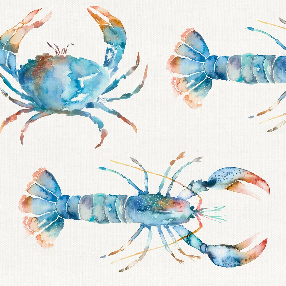 Crustaceans Printed Cotton Fabric (By The Metre) Cobalt elegant table cloth  