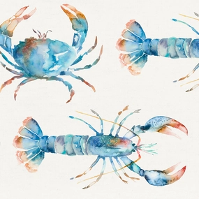 Crustaceans Printed Cotton Fabric (By The Metre) Cobalt elegant table cloth  