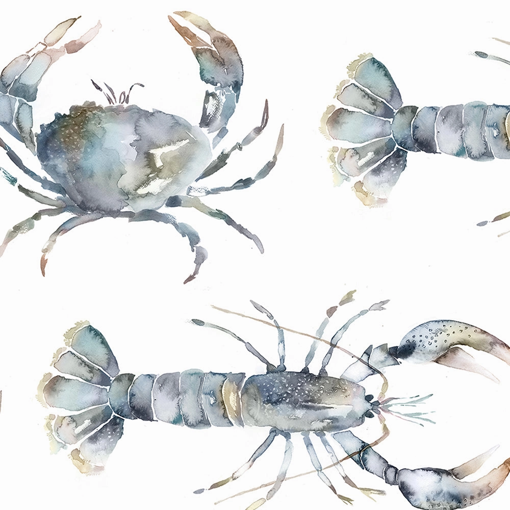 Crustaceans Printed Made to Measure Curtains Slate