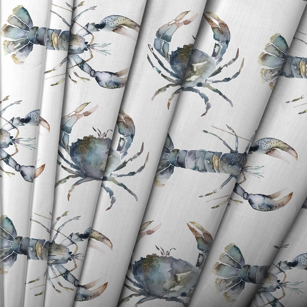 Crustaceans Printed Made to Measure Curtains Slate