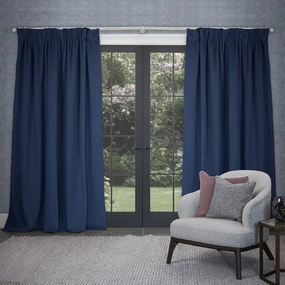Cube Velvet Pencil Pleat Curtains Bluebell patterned fashion rug  