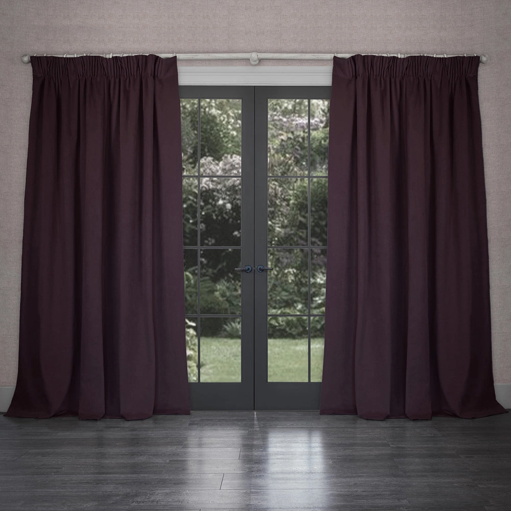 Cube Velvet Pencil Pleat Curtains Mauve
