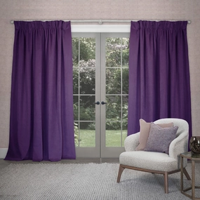 Cube Velvet Pencil Pleat Curtains Plum patterned fashion rug  
