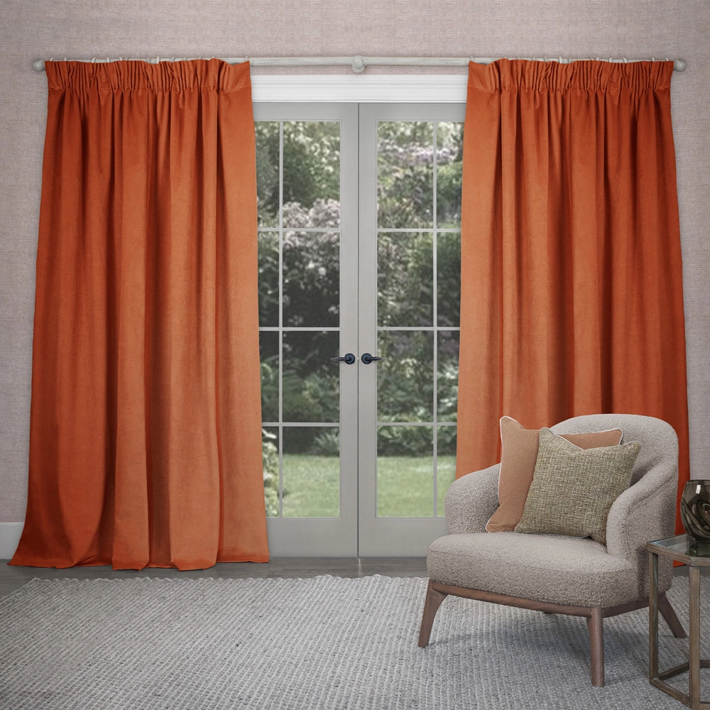 Cube Velvet Pencil Pleat Curtains Spice patterned fashion rug  