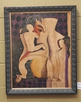 CUBISM OIL PAINTING ON BOARD BY KADAR BELA ON BOARD (MASONITE) classic mural painting