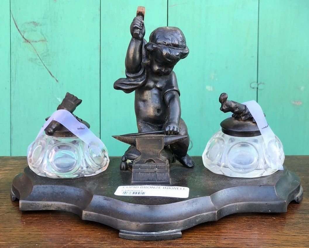 CUPID BRONZE FINISH INKWELL interior room decor