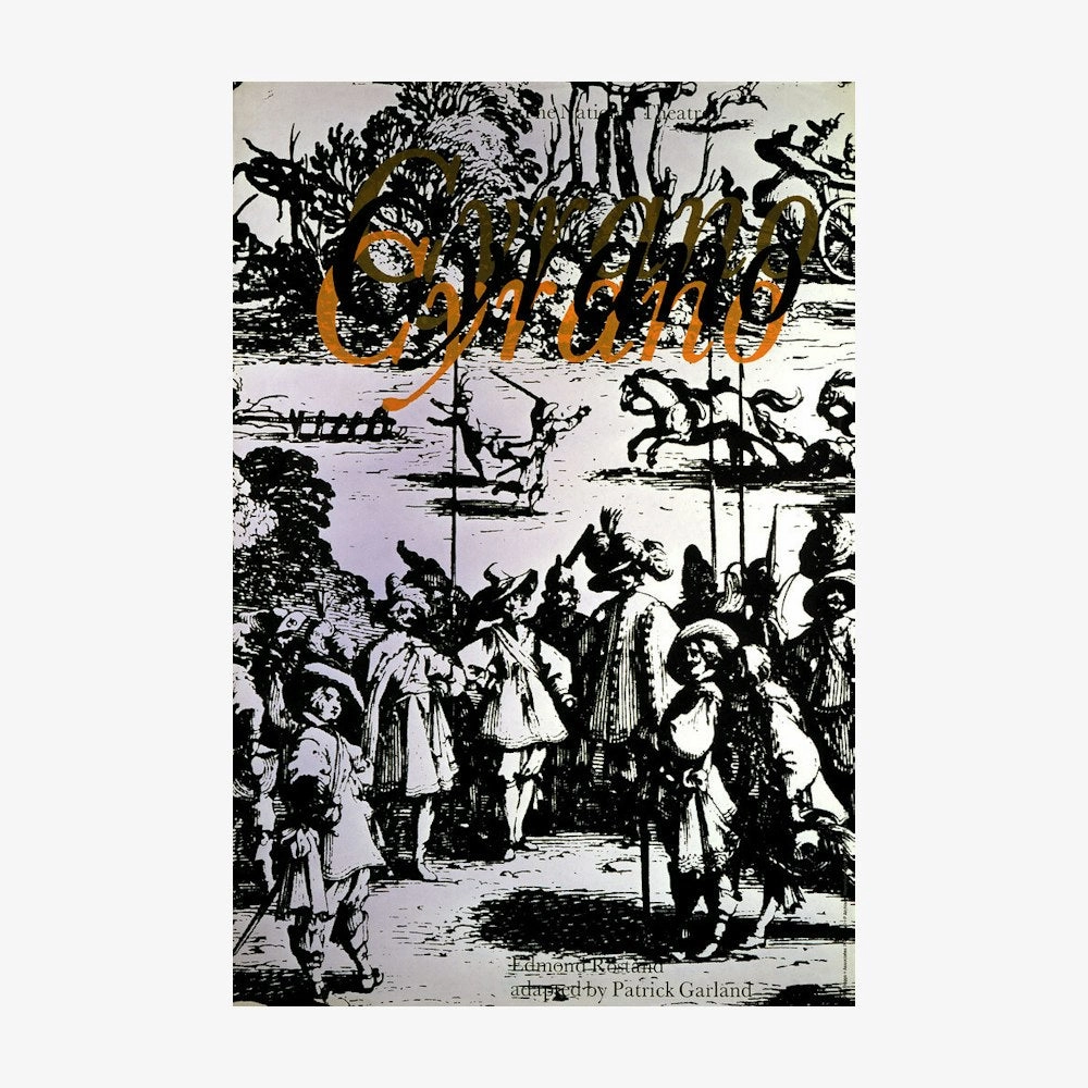 Cyrano 1970 Print vintage woodcut wallpaper