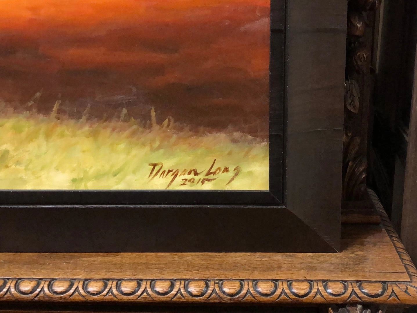 DARGAN LONG LONGHORN COW PAINTING WITH OIL DERRICK