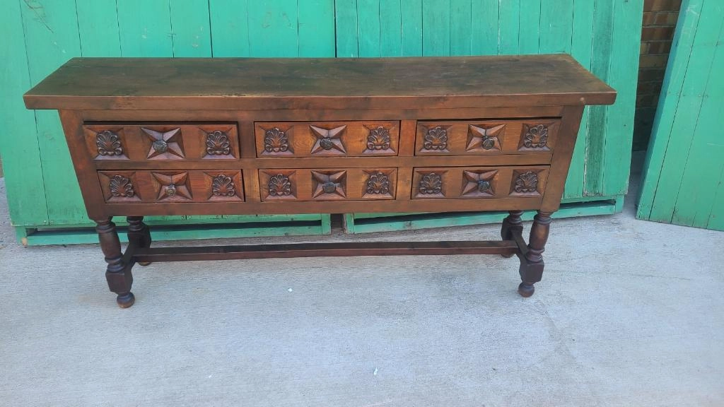 DARK ALDER RUSTIC CONSOLE TABLE WITH DRAWER interior room decor