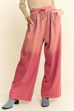 Davi & Dani Glitzersteingürtel Weitbeinige Hose
