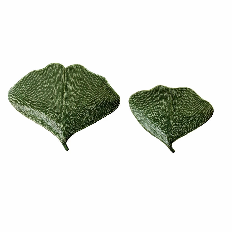 Debossed Stoneware Gingko Leaf Shaped Plate (Multiple Sizes) interior room decor