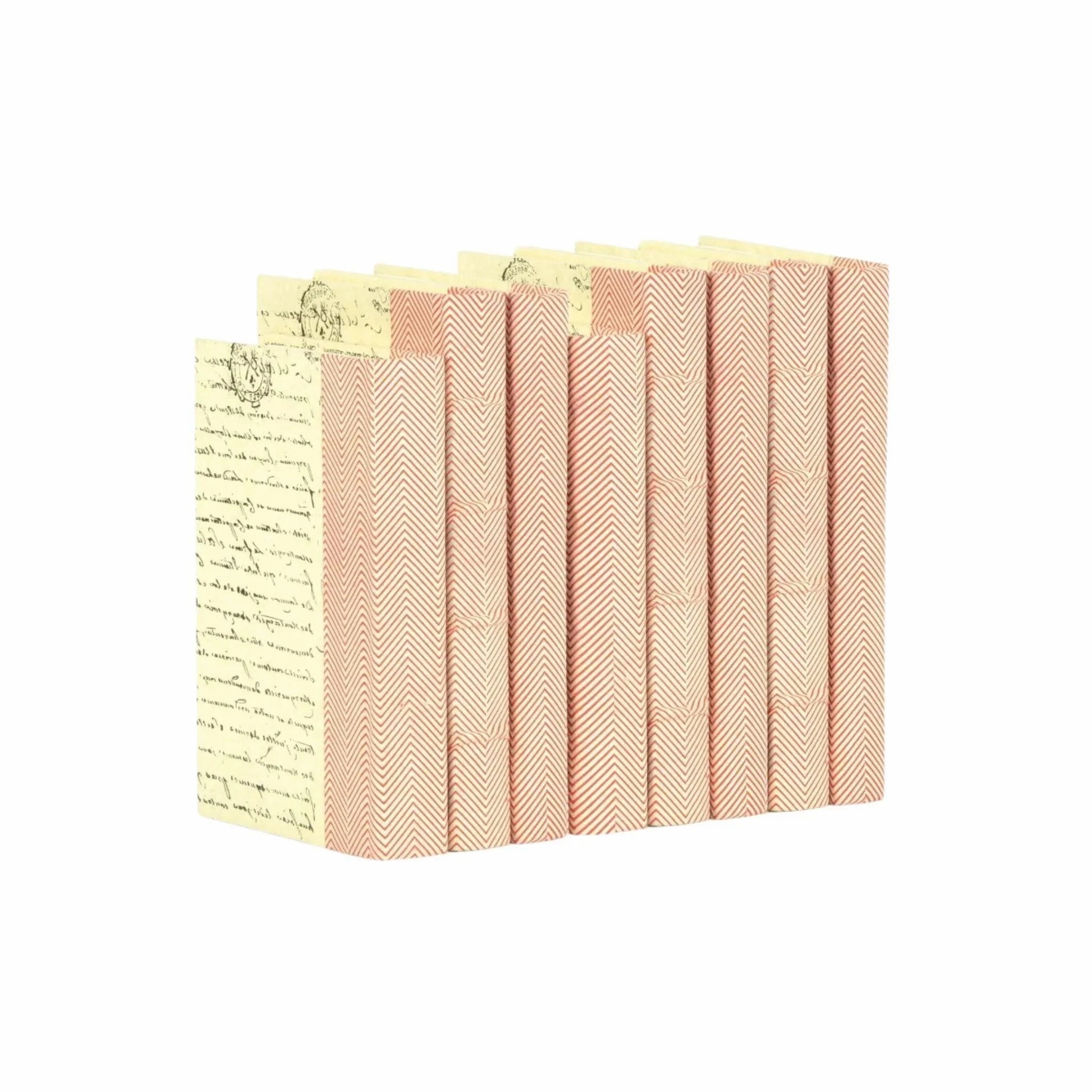 Decorative Books in Chevron Textured Red and White home display ornament