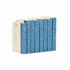 Decorative Books in Faux Croc Blue home display ornament