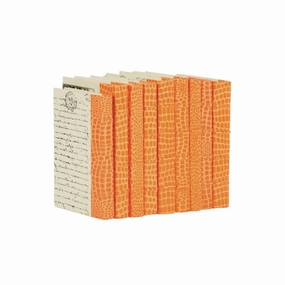 Decorative Books in Faux Croc Orange home display ornament