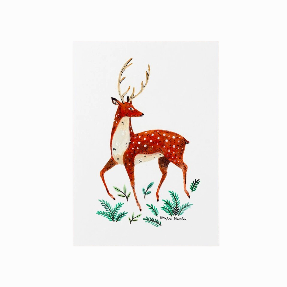 Deer Art Print 5x7 framed wall decor