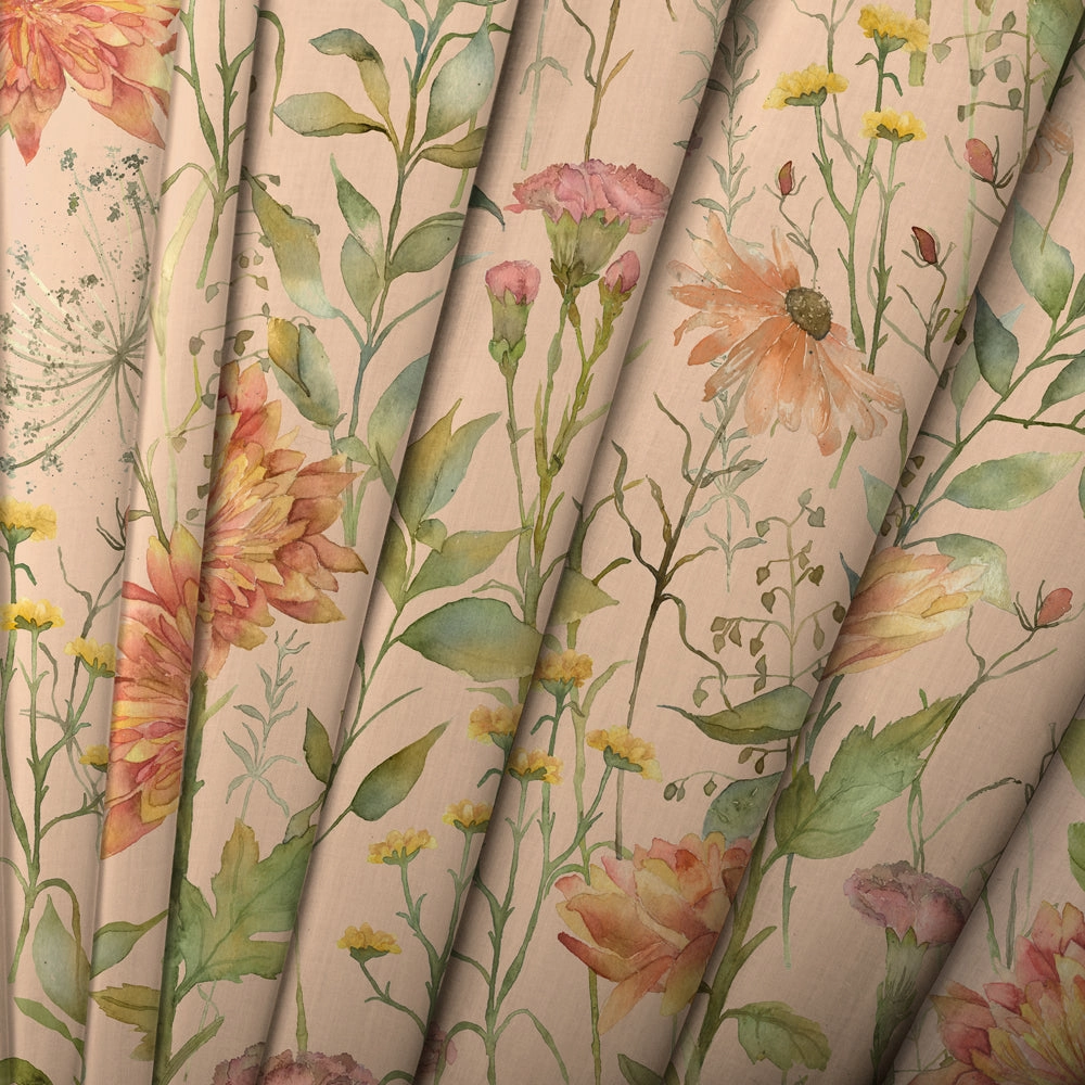 Delamere Printed Cotton Fabric (By The Metre) Apricot
