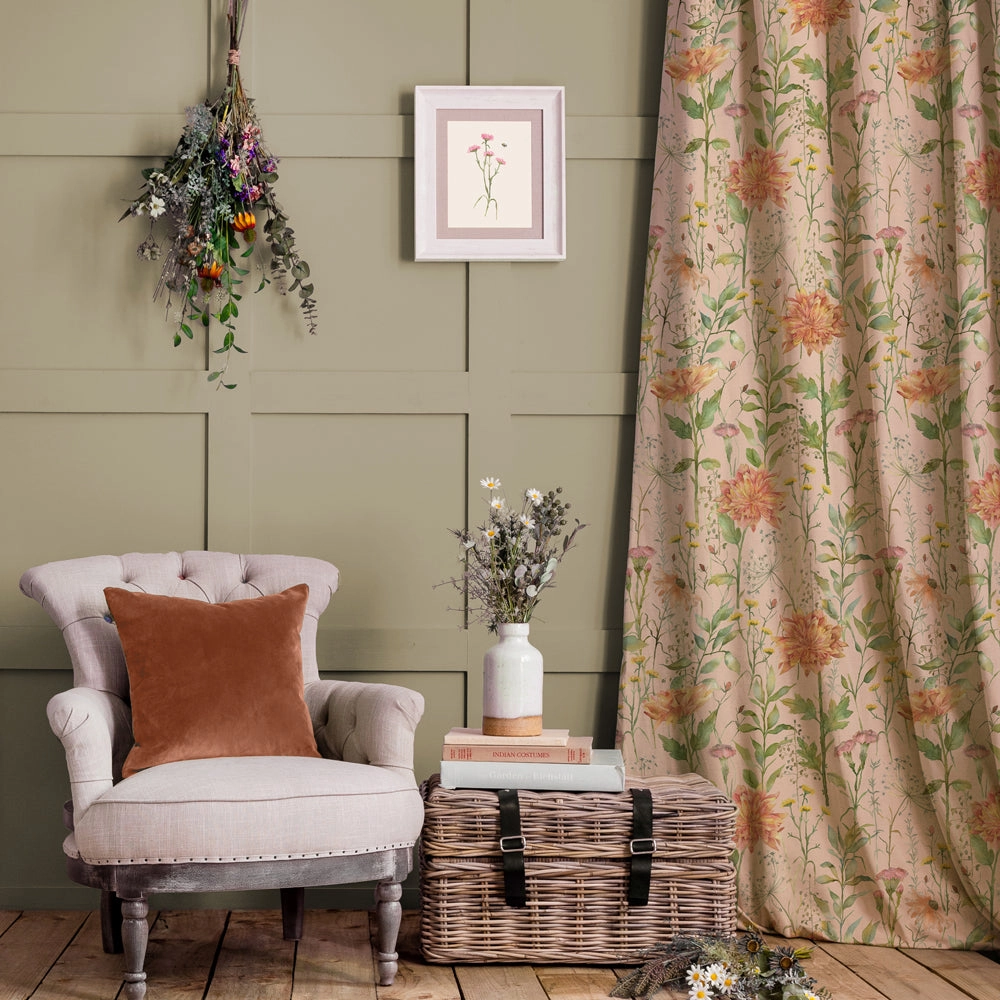 Delamere Printed Cotton Fabric (By The Metre) Apricot