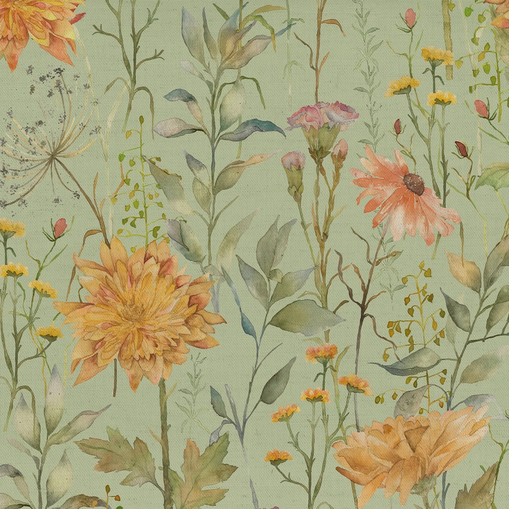 Delamere Printed Cotton Fabric (By The Metre) Sage elegant table cloth  