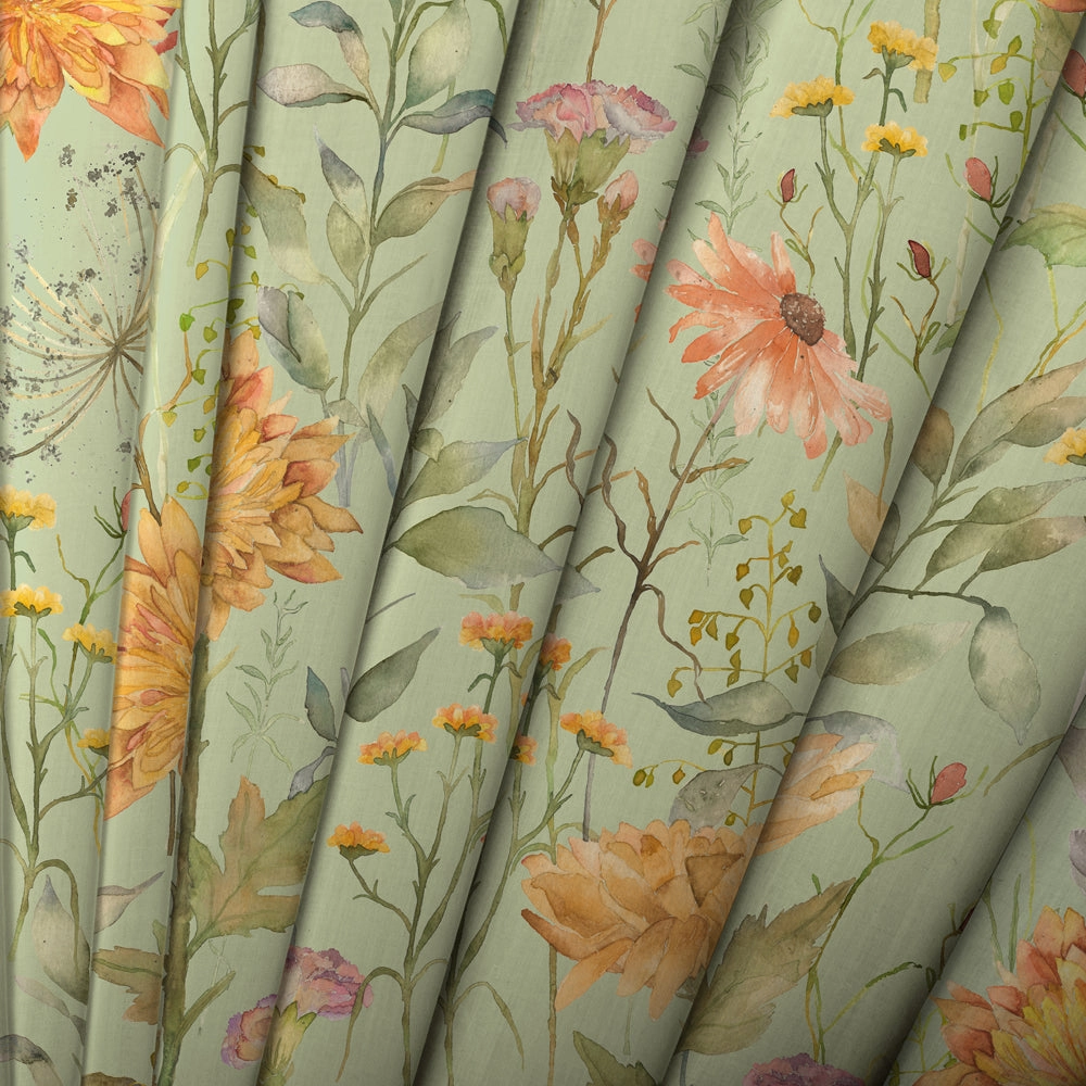 Delamere Printed Cotton Fabric (By The Metre) Sage