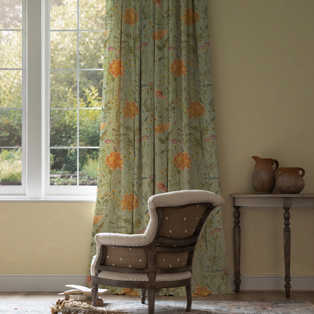 Delamere Printed Cotton Fabric (By The Metre) Sage