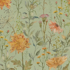 Delamere Printed Cotton Fabric (By The Metre) Sage elegant table cloth  