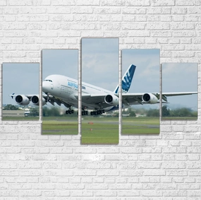 Departing Airbus A380 with Original Livery Printed Multiple Canvas Poster canvas mural art