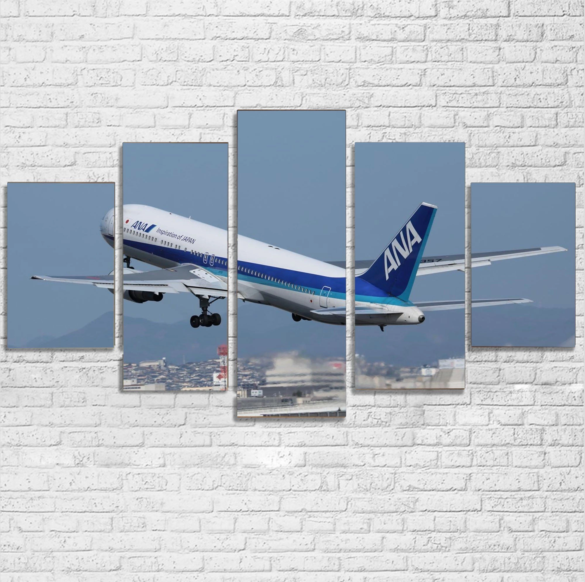 Departing ANA's Boeing 767 Printed Multiple Canvas Poster canvas mural art