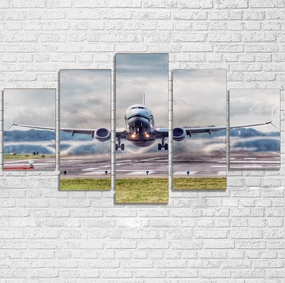 Departing Boeing 737 Printed Multiple Canvas Poster canvas mural art