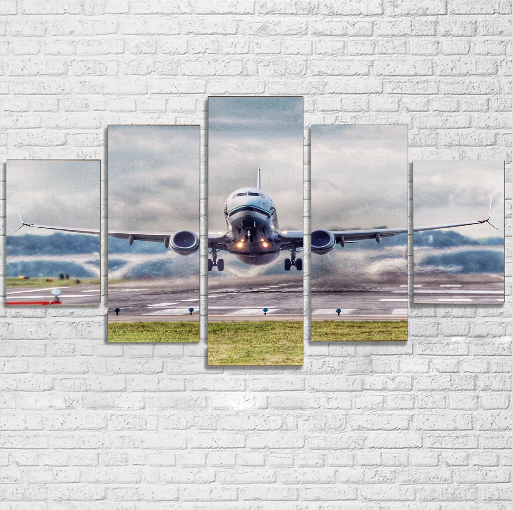 Departing Boeing 737 Printed Multiple Canvas Poster canvas mural art