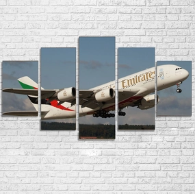 Departing Emirates A380 Printed Multiple Canvas Poster canvas mural art