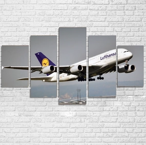 Departing Lufthansa's A380 Printed Multiple Canvas Poster canvas mural art