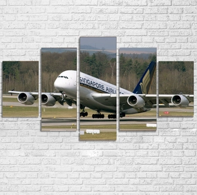 Departing Singapore Airlines A380 Printed Multiple Canvas Poster canvas mural art