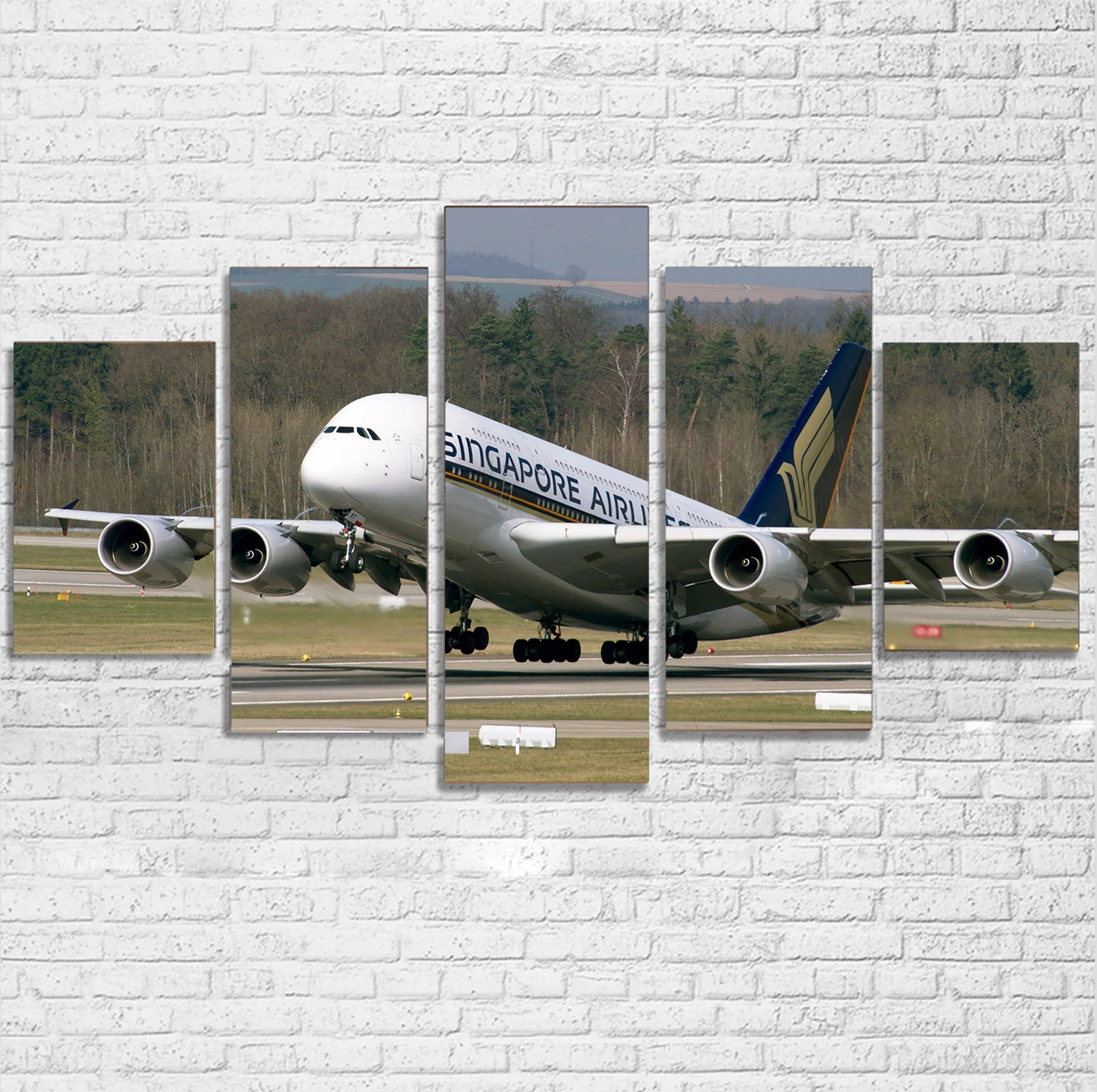 Departing Singapore Airlines A380 Printed Multiple Canvas Poster canvas mural art