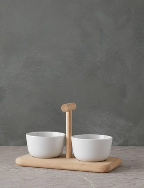 Dine Duo Condiment Set   Oak Base by LSA International decorative tabletop item