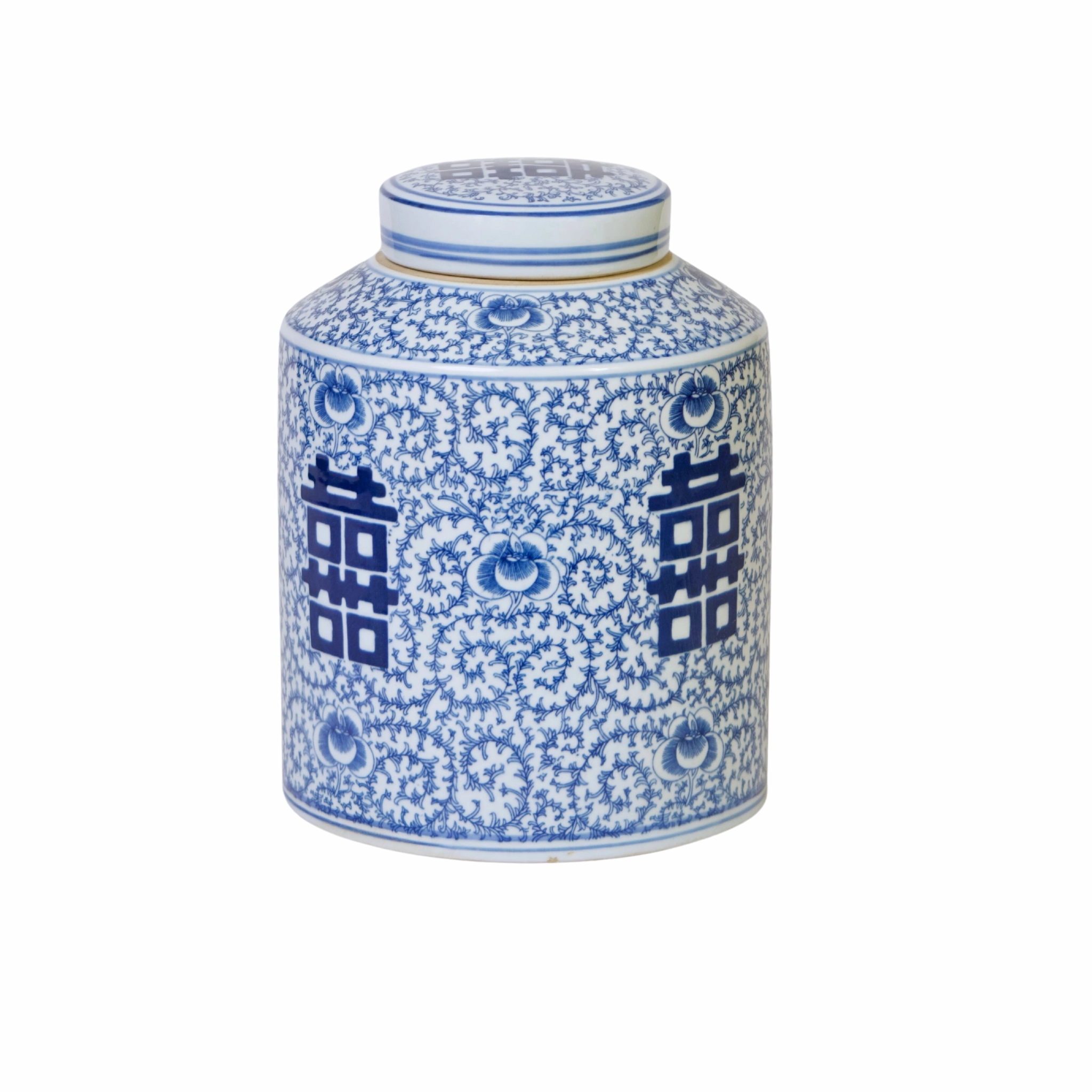 Double Happiness Blue and White Porcelain Canister