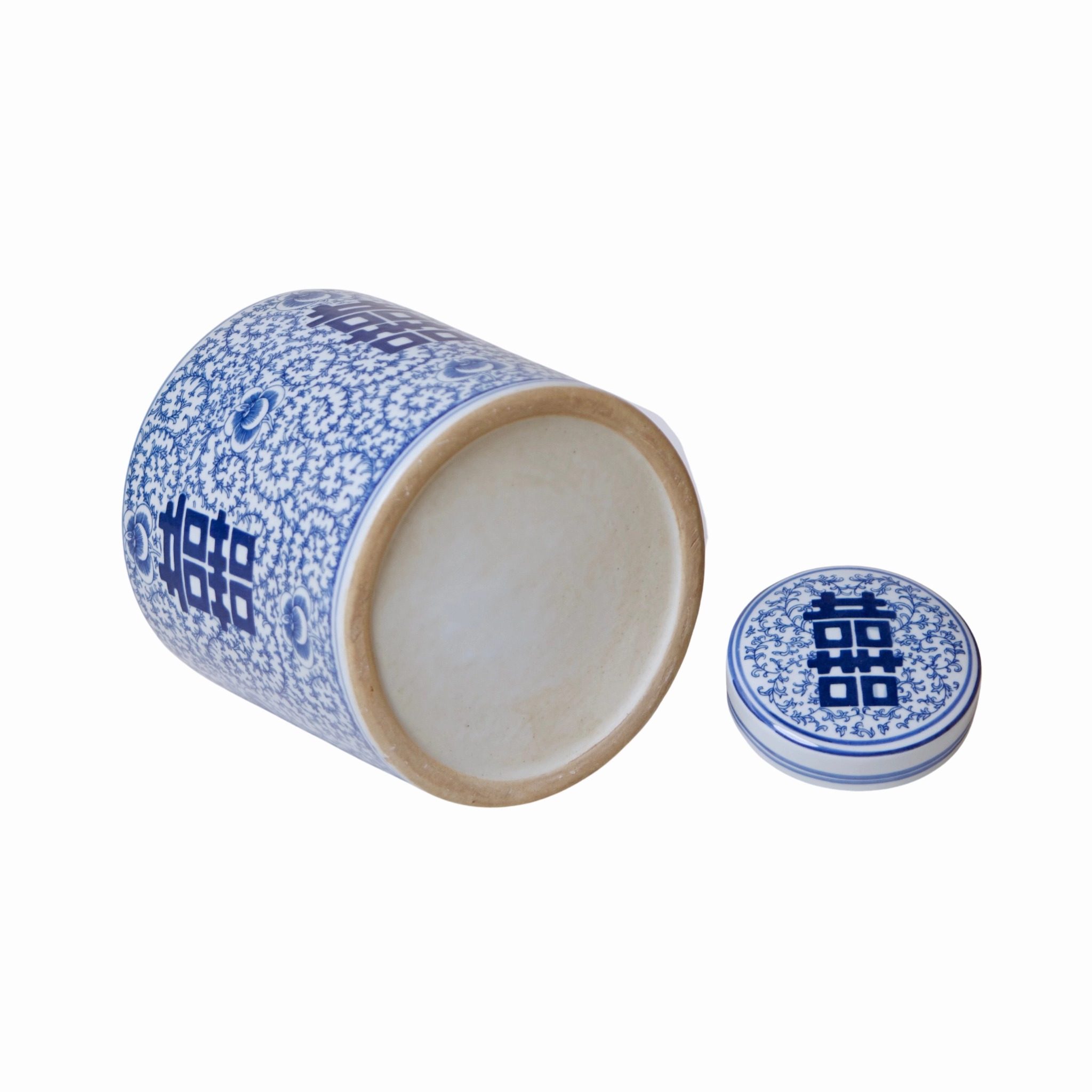 Double Happiness Blue and White Porcelain Canister