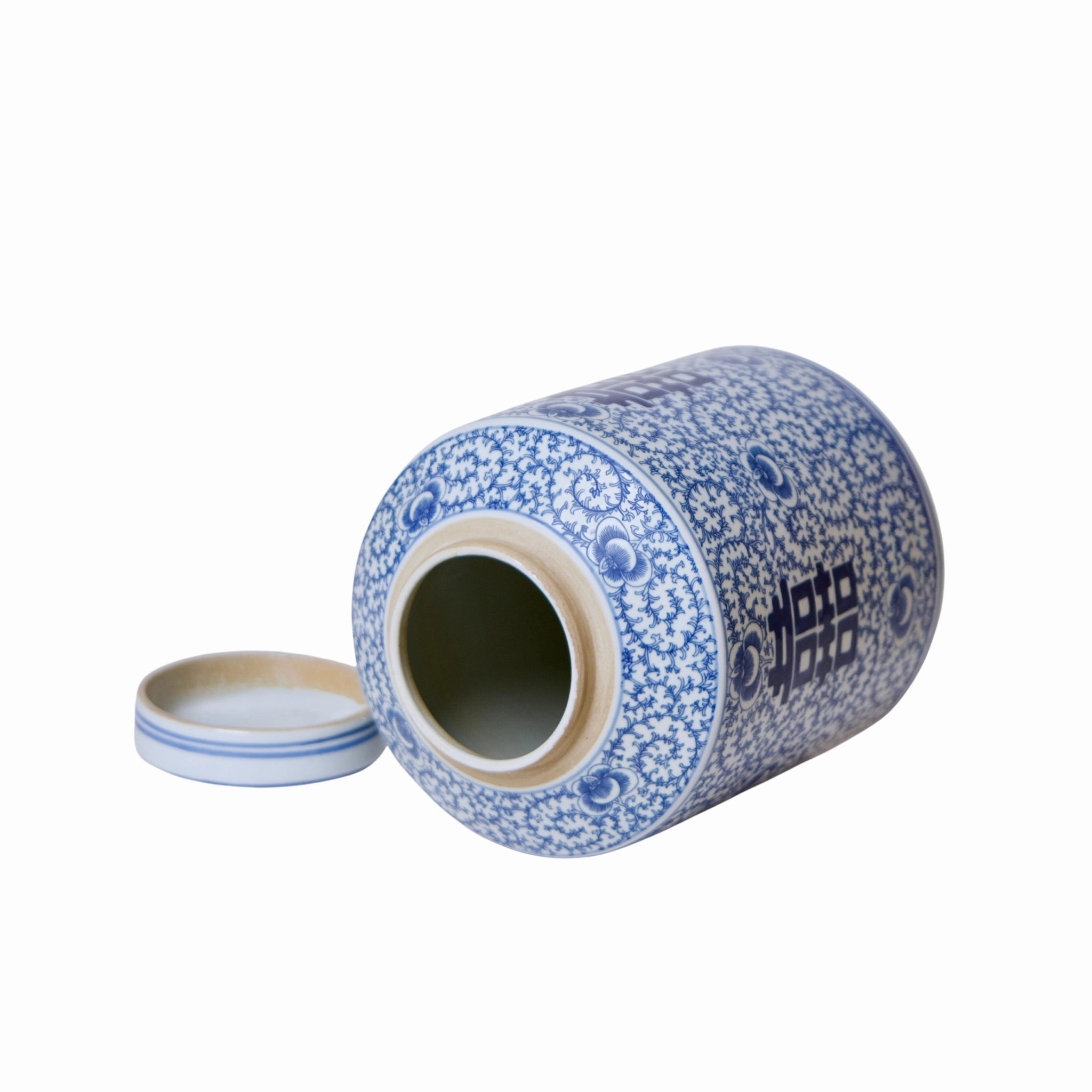 Double Happiness Blue and White Porcelain Canister