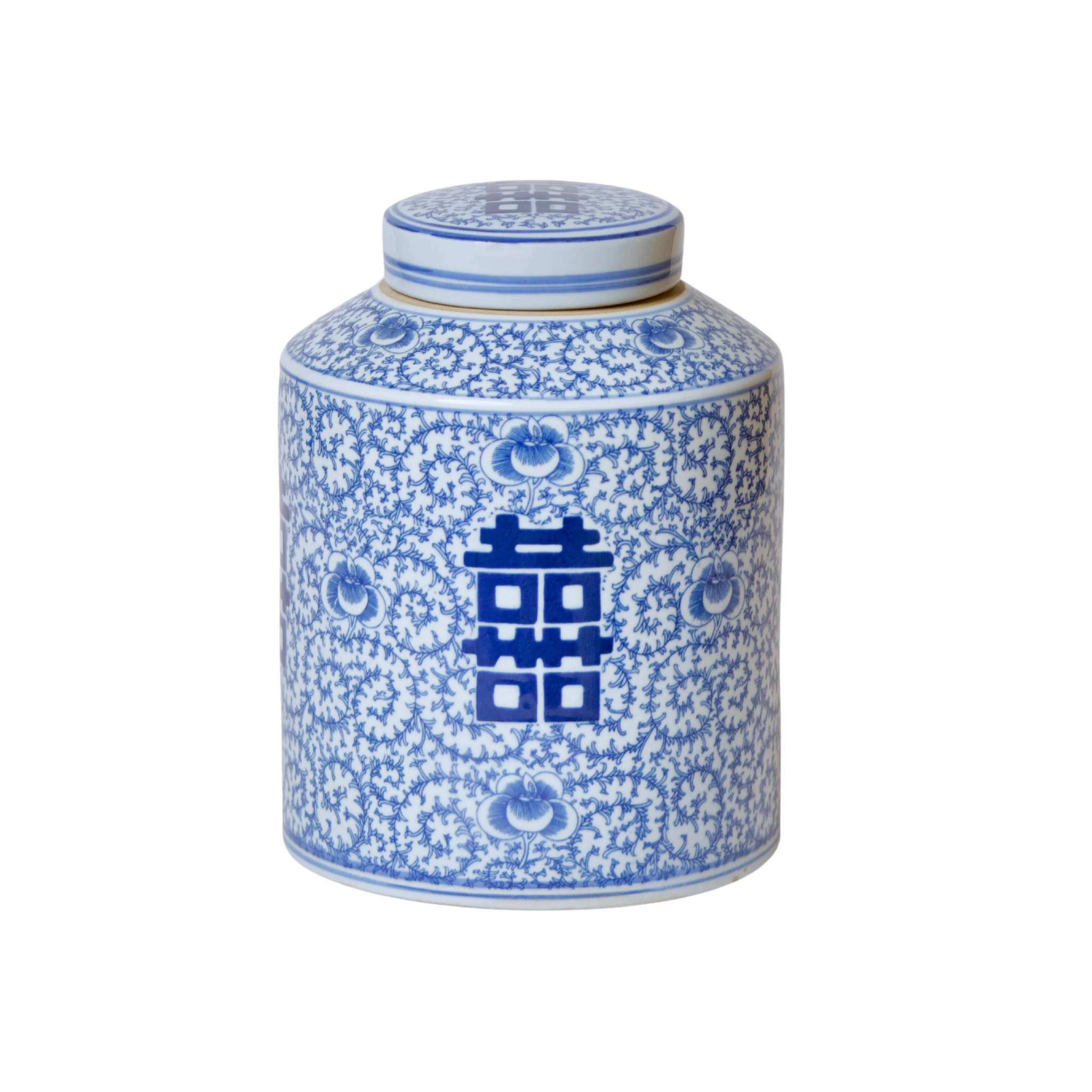 Double Happiness Blue and White Porcelain Canister home display ornament