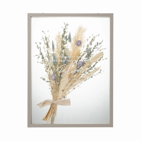 Dried Flower Art Board Blue framed wall decor