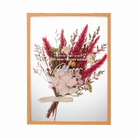 Dried Flower Art Board Pink framed wall decor