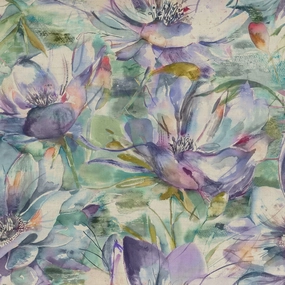 Dusky Blooms Printed Cotton Fabric (By The Metre) Fig elegant table cloth  